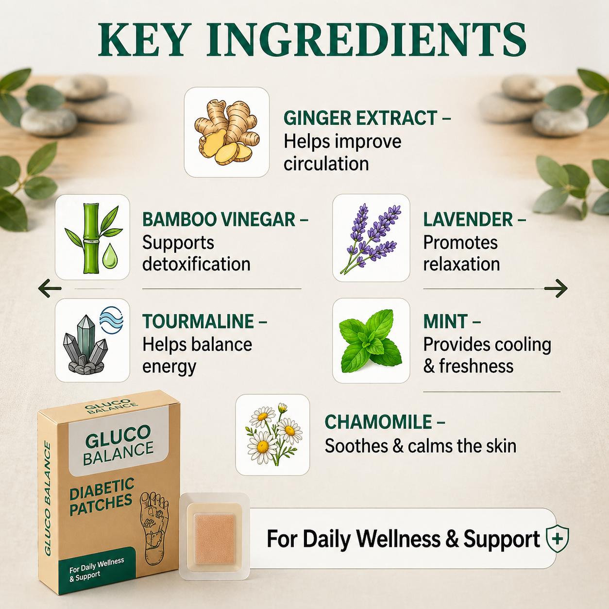 Herbal Foot Pads For Fatigue, Stress & Body Detox (10 Patchs)
